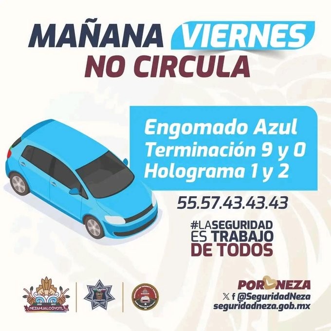 Anuncio del programa Hoy No Circula viernes en Edomex Anuncio del programa Hoy No Circula viernes en Edomex