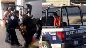 Uno de los hombres siendo detenido en Torreón.
