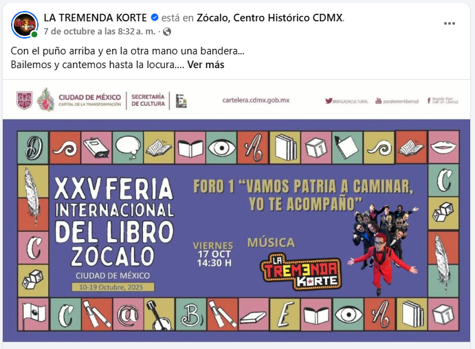 Anuncio de La Tremenda Korte en la FIL CdMx 2025 Anuncio de La Tremenda Korte en la FIL CdMx 2025