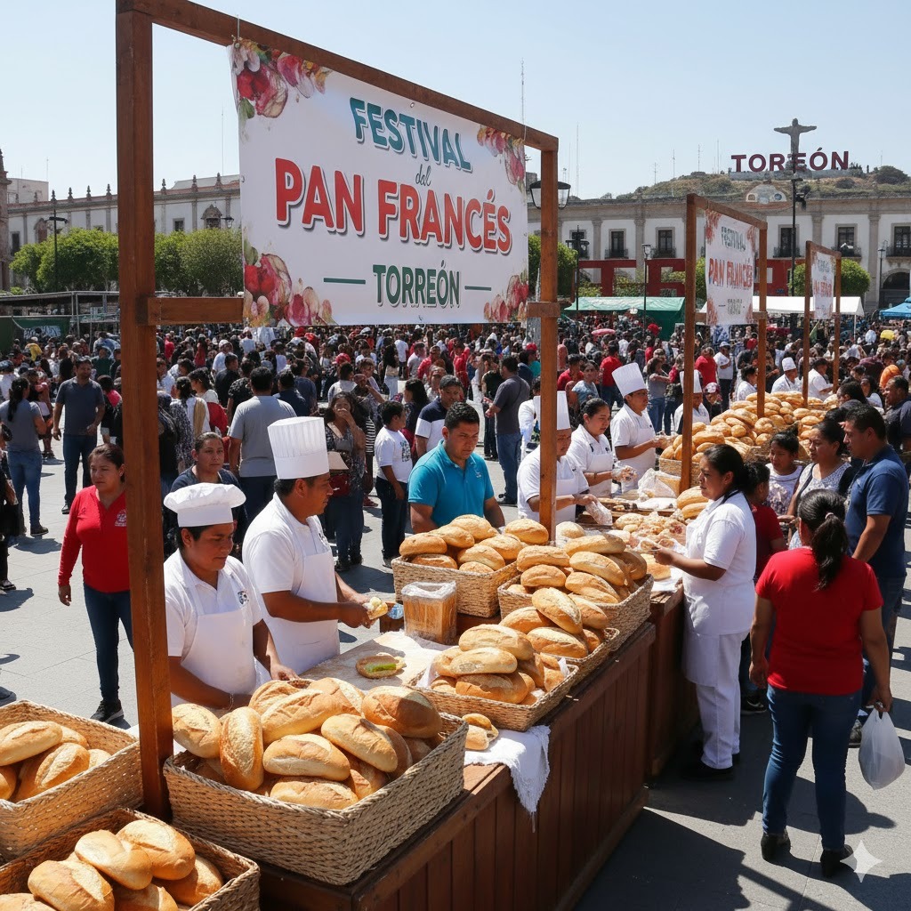 Los panaderos en Torreón ponen sus puestos en el festival del pan francés para vender y ofrecer una gran variedad gastronómica Los panaderos en Torreón ponen sus puestos en el festival del pan francés para vender y ofrecer una gran variedad gastronómica