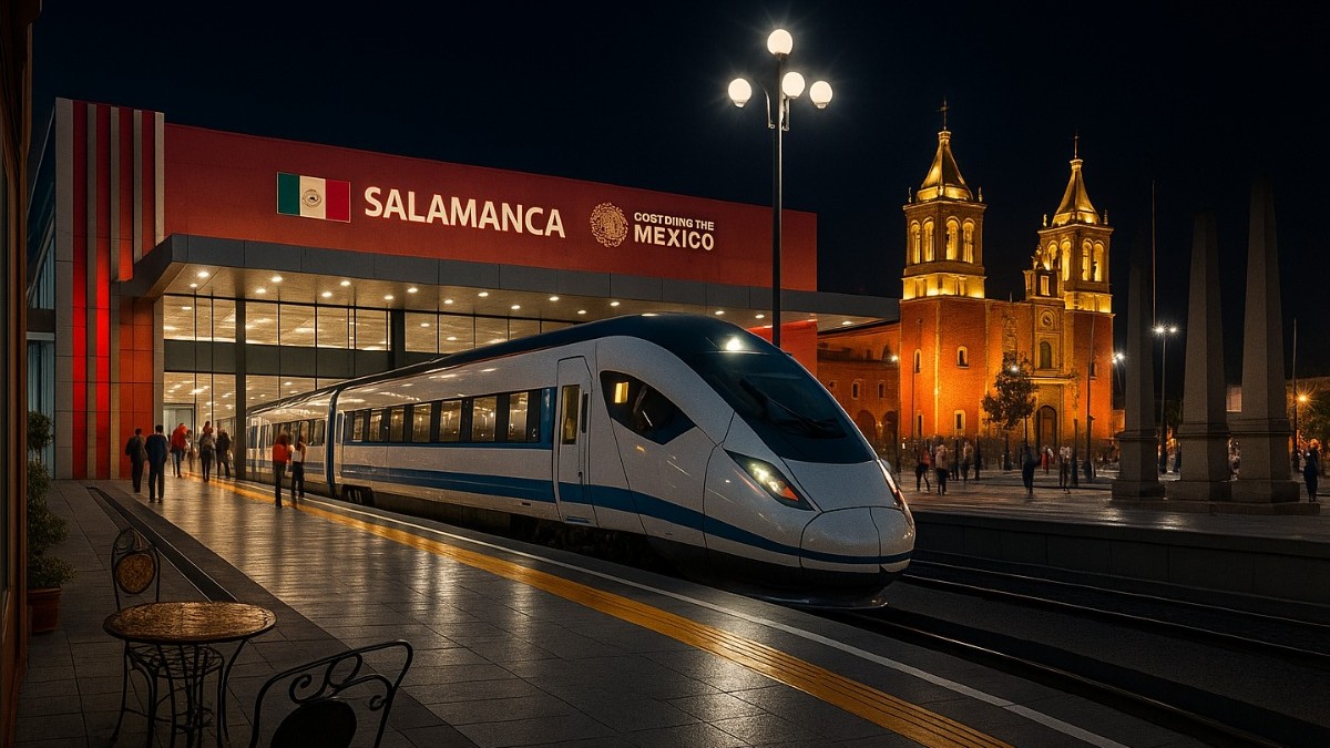 La inteligencia artificial de Gemini muestra a través de fotografías cómo se vería el Tren Interurbano en el municipio de Salamanca. La inteligencia artificial de Gemini muestra a través de fotografías cómo se vería el Tren Interurbano en el municipio de Salamanca.