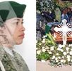 stephany carmona con uniforme de la guardia nacional y personas en un sepelio stephany carmona con uniforme de la guardia nacional y personas en un sepelio