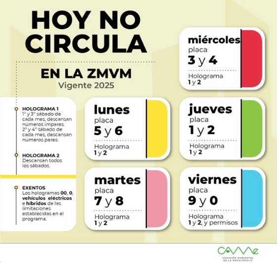 Calendario del Hoy No Circula sábado 18 de octubre 2025 Calendario del Hoy No Circula sábado 18 de octubre 2025