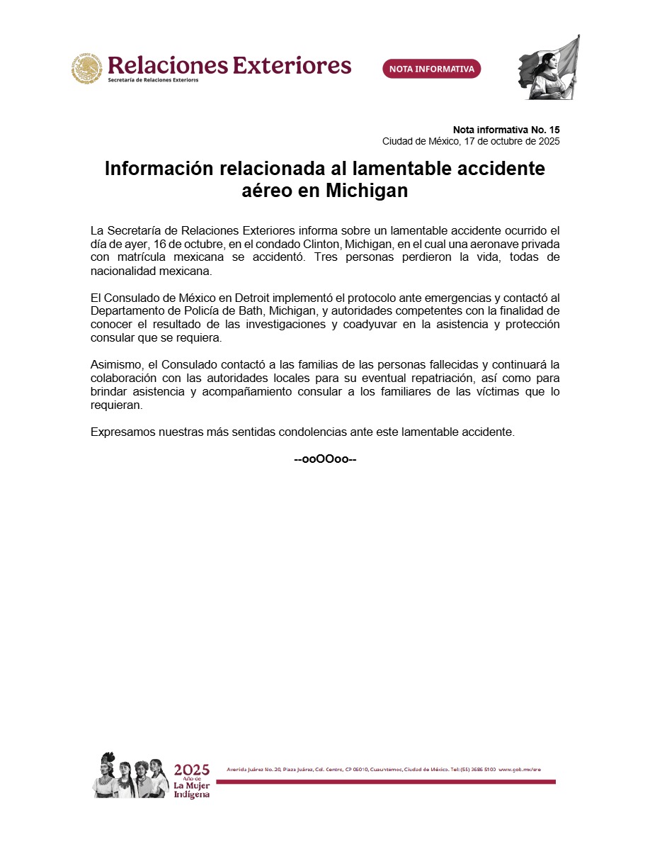 Documento de comunicado de Sexretaría Relaciones Exteriores Documento de comunicado de Sexretaría Relaciones Exteriores