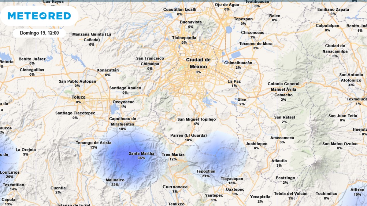 Probabilidad de lluvia en CdMx HOY 19 de octubre Probabilidad de lluvia en CdMx HOY 19 de octubre