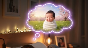 Un hombre sueña con un bebé y ambos están tranquilos porque el sueño no representa ninguna emoción negativa