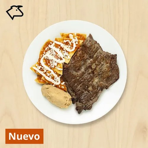 Ilustración de platillo de IKEA; arrachera con chilaquiles