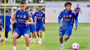 Fernando Gorriarán y 'Chicha' Sánchez entrenando con Tigres previo al juego contra Necaxa.