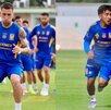 Fernando Gorriarán y 'Chicha' Sánchez entrenando con Tigres previo al juego contra Necaxa. Fernando Gorriarán y 'Chicha' Sánchez entrenando con Tigres previo al juego contra Necaxa.