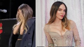 Belinda llorando en uno de sus conciertos.