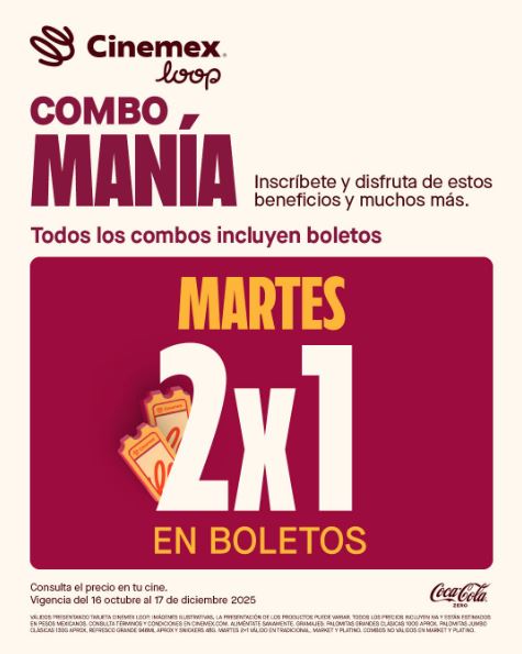 Promoción Combo Manía de Cinemex