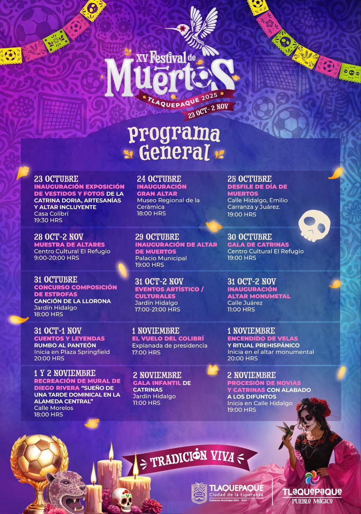 Programa que muestra actividades por el Festival de Muertos Tlaquepaque 2025 Programa que muestra actividades por el Festival de Muertos Tlaquepaque 2025