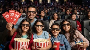 Familia disfrutando de función en el cine con promoción de 29 pesos de Cinépolis