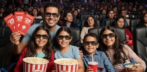 Familia disfrutando de función en el cine con promoción de 29 pesos de Cinépolis Familia disfrutando de función en el cine con promoción de 29 pesos de Cinépolis