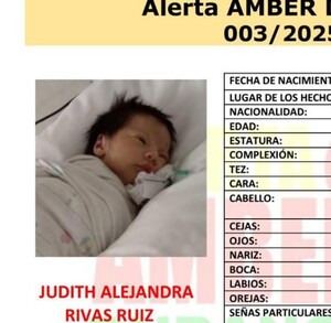 En la imagen se describe la identidad de una bebé recien nacida que se encuentra desaparecida en Durango En la imagen se describe la identidad de una bebé recien nacida que se encuentra desaparecida en Durango