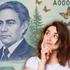 Mujer pensando si existe el billete de 2 mil pesos. Mujer pensando si existe el billete de 2 mil pesos.