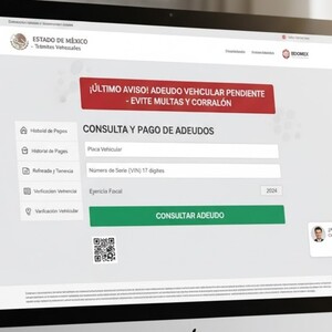 Fotografía de una pantalla de computadora que muestra una página real del gobierno de México sobre los adeudos vehiculares. Fotografía de una pantalla de computadora que muestra una página real del gobierno de México sobre los adeudos vehiculares.