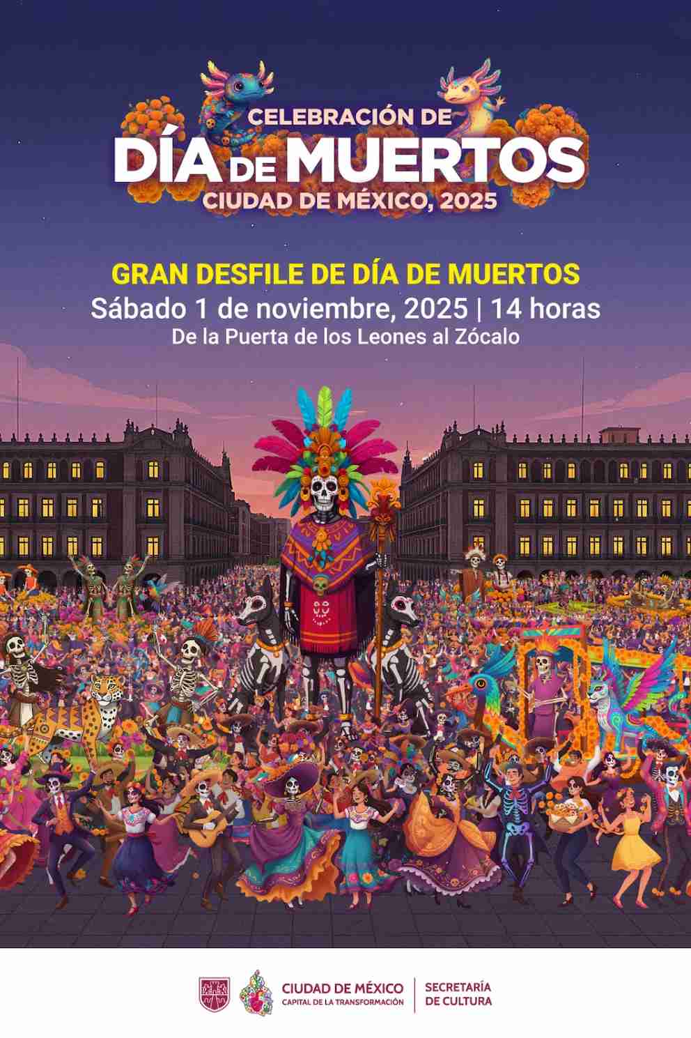 Cartel del anuncio del desfile de Día de Muertos 2025 en CdMx Cartel del anuncio del desfile de Día de Muertos 2025 en CdMx