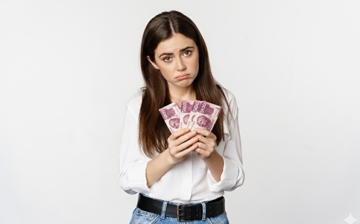 Mujer sosteniendo billetes generado con IA Mujer sosteniendo billetes generado con IA