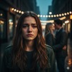 Una mujer llorando porque vio en sueños que su novio le estaba siendo infiel con otra mujer; tuvo un impacto muy fuerte a pesar de ser un sueño.