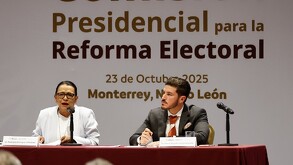 Samuel García y Rosa Icela Rodríguez en Comisión Presidencial para la Reforma Electoral