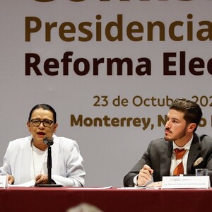 Samuel García y Rosa Icela Rodríguez en Comisión Presidencial para la Reforma Electoral