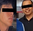 Hombres con los ojos cubiertos, presuntos responsables por agredir a un joven vendedor de fruta en Tehuacán, Puebla.