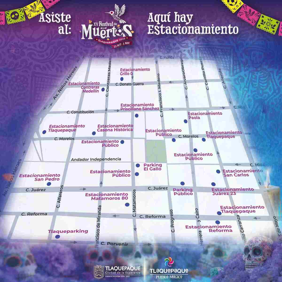 Mapa de lugares donde puedes estacionarte cerca del centro de Tlaquepaque Mapa de lugares donde puedes estacionarte cerca del centro de Tlaquepaque