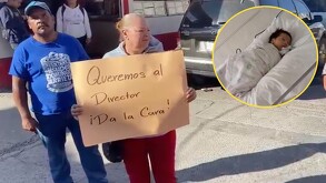 Familiares de Judith, bebé desaparecida en Durango, durante manifestación para exigir su regreso