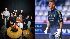 Integrantes del grupo musical Bandalos Chinos, originarios de Argentina y Nahuel Guzmán, portero de Tigres también de dicho país.