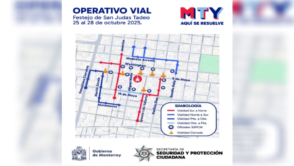 Cierres viales en el Centro de Monterrey