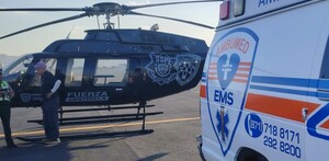 Helicóptero del estado de Chihuahua donde trasladaron a menor hasta Torreón.