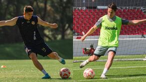 Uziel García entrenando con Atlético Morelia y Carlos Fierro probando su tiro en un entrenamiento de la UDG.