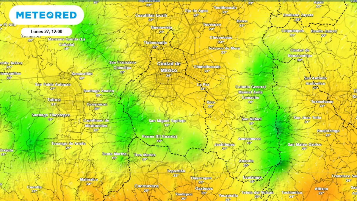 Mapa de probabilidad de lluvia en CdMx HOY 27 de octubre