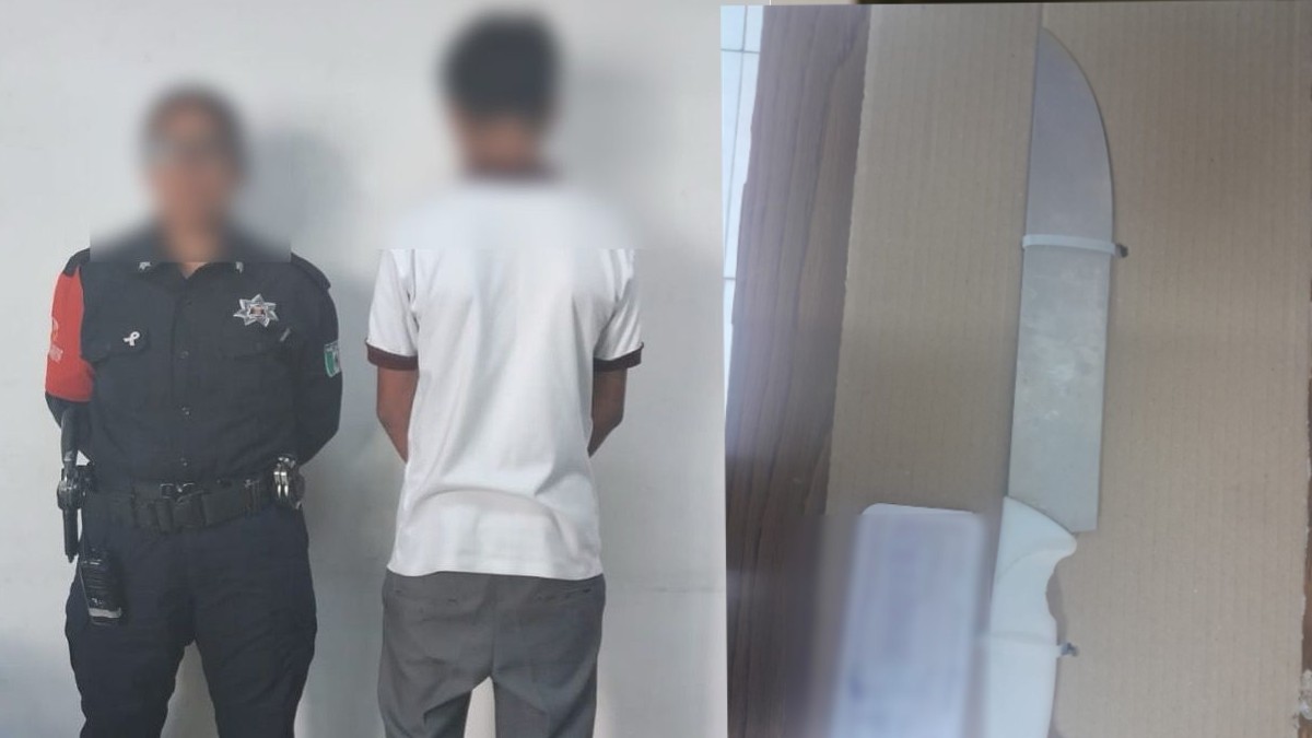 Adolescente detenido con arma blanca. Adolescente detenido con arma blanca.