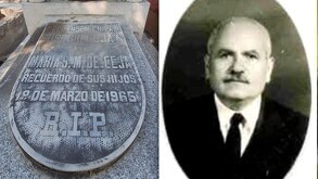 Tumba de Eusebio Ceja en Panteón de Tehuacán, junto con una fotografía suya.