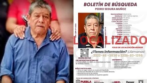 Fotografía de un hombre mayor junto a su ficha de búsqueda, tras ser hallado muerto en la Sierra Norte de Puebla.