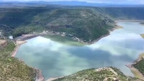 Imagen aérea de la presa Tunal II en Durango.