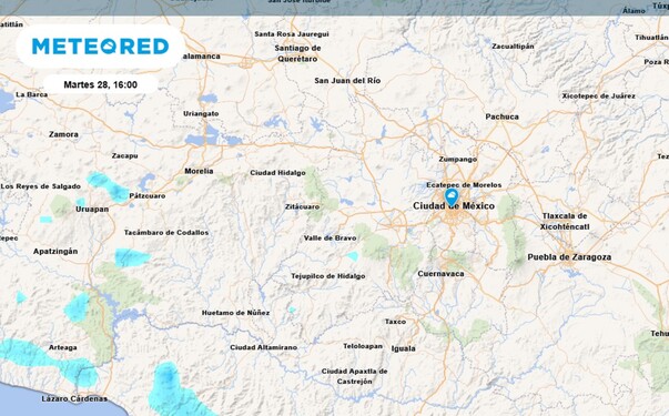 Mapa satelital  de la Ciudad de México sobre el clima para el martes 28 de octubre del 2025.