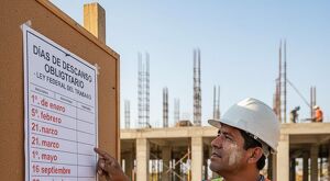 La imagen generada por la IA de Google, muestra a un trabajador mexicano observando qué días por ley tiene derecho a un descanso obligatorio.