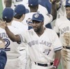 Jugadores de Toronto Blue Jays tras vencer en el Juego 1 de la Serie Mundial de 1993 contra los Philadelphia Phillies.