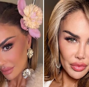 En la imagen se puede ver a Ninel Conde antes de cambiarse el color de ojos y después de hacerlo. En la imagen se puede ver a Ninel Conde antes de cambiarse el color de ojos y después de hacerlo.