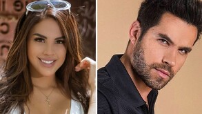 Tefi Valenzuela aparece con una blusa blanca y lentes de sol sobre la cabeza y Eleazar Gómez aparece con una camisa negra, ambos fueron pareja sentimental.