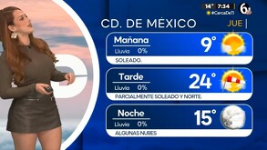 Reporte del clima de Norma García en Telediario para el jueves 30 de octubre del 2025.