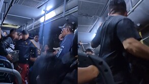 Jóvenes peleando en Ruta 96 en Santa Catarina