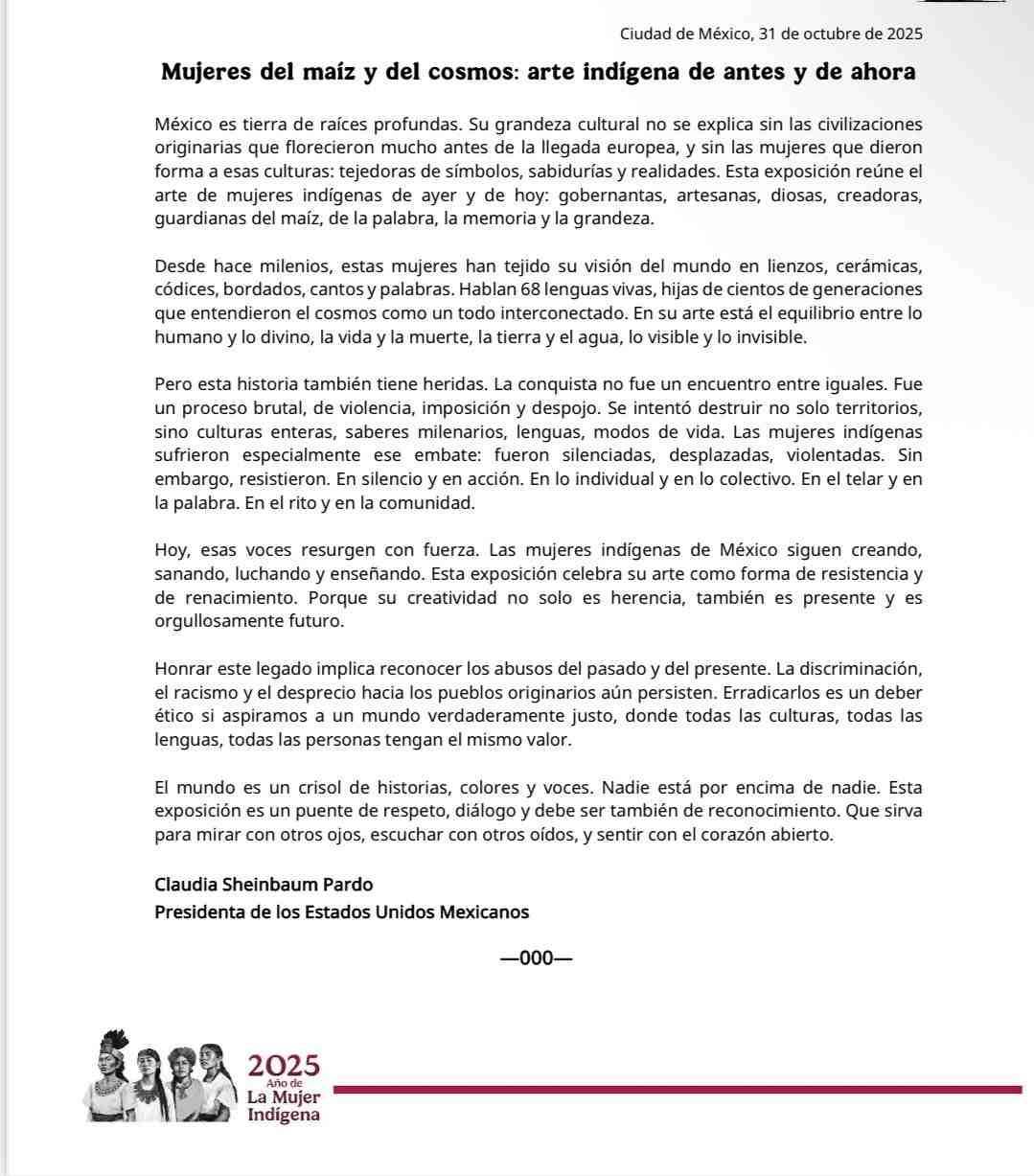 Comunicado de exposición Mujeres del Maíz