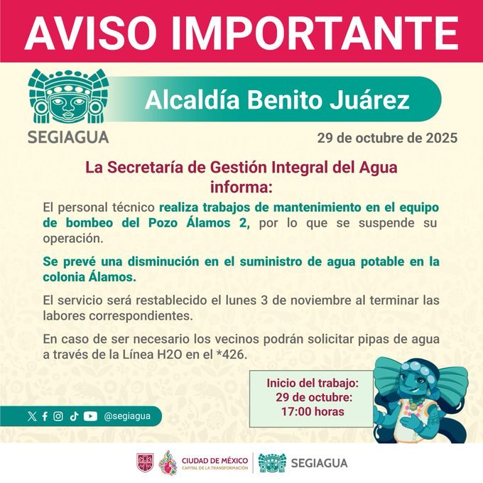 Segiagua anuncia reporte del suministro de agua CdMx Segiagua anuncia reporte del suministro de agua CdMx