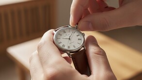 Persona cambiando la hora de su reloj.