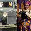 Collage de los eventos más populares que se esperan en Guadalajara, vocalista de los Caligaris, un auto clásico y la obra de la muerte irredenta.