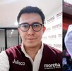A la izquierda una selfie de Alberto Tejeda vistiendo un chaleco del partido de Morena Jalisco y a la derecha una foto de Carlos Manzo saludando